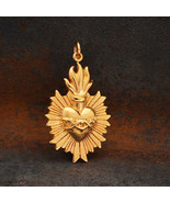 Bronze Flaming Sacred Heart Pendant with Thorns 33x19mm - $27.27 CAD