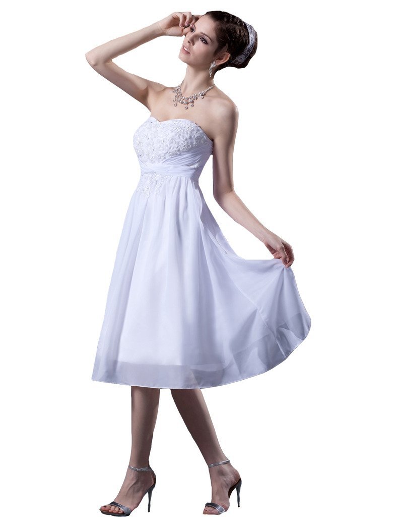 Kivary Women's Short White Informal Wedding Dresses Bridal Reception US 20