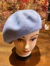 Vintage Style Periwinkle Wool Felt 10 Inch Beret Hat - $44.55