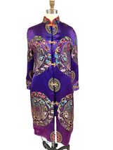 Vtg Korean Coat Purple Silk Embroidered  Robe ESME 5 Toe Dragon Sz M 60s... - $132.76