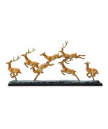 SPI Home Leaping Deer Herd Brass and Marble Statue - £831.24 GBP