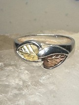 Black Hills Gold ring size 9 leaves band sterling silver band women men - £109.20 GBP