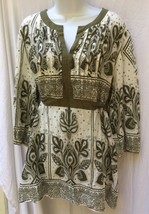 Venezia Plus 18-20 Green White Kimono Style  Tunic Shirt - £10.69 GBP