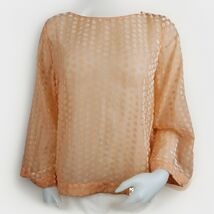 Soft Surroundings Top Set Sz M Peach Polka Dot Flocked Flare Sleeve Jers... - $355.72 MXN