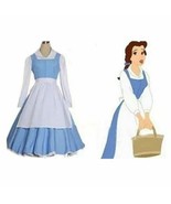 HOT Adult Beauty and the Beast Belle Blue Maid Dress Cosplay Costume Hal... - £26.14 GBP