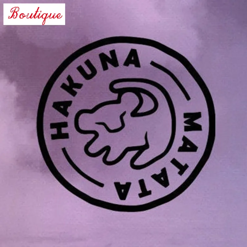 Black / Silver Lion  hakuna Matata vinyl car stickers, car windshield decorative - £36.12 GBP