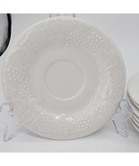 ♻️ Gibson White Saucer Embossed Fruit Apple &amp; Grapes 7-pc - $69.60 CAD