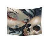 Faces of Faery #196 Scary Skull and Gothic Girl Tapestry - $40.61 CAD+