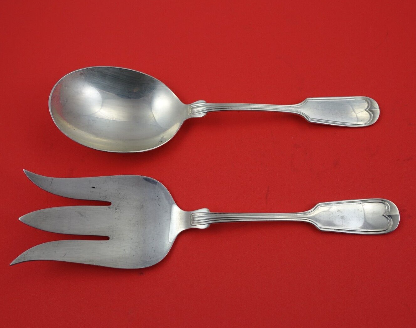Primary image for Fiddle Thread by Frank Smith Sterling Silver Salad Serving Set 2pc AS Original