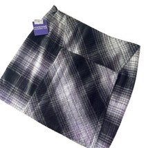 Vivienne Tam Short Mini Skirt Plaid Gray Black Striped Women&#39;s Size 8 NEW - £21.77 GBP