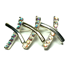 XXX Silver-tone Brooch Pin Rhinestone Vintage AAI Marked  - £9.71 GBP