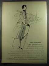 1953 B. Altman Aqua-Sheen Raincoat Ad - take shelter in our Chesterfield - £14.58 GBP