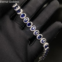 Jewelry Natural Sri Lankan Sapphire Bracelet Wedding Sapphire Silver Bra... - $183.20