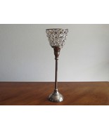 12&quot; Tall Silver Color Rhinestone Votive Candle Holder Table Center Piec ... - $266.20 MXN