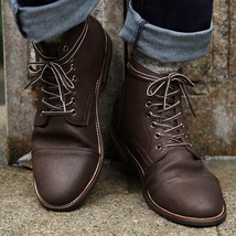 Vintage British Military Pu Leather Men Boots High Quality Men -up Lace Shoes Au - £93.22 GBP