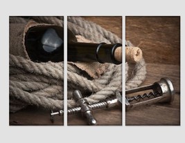 Old Corkscrew and Bottle of Wine Canvas Art Wine Wall Art Vintage Wine Poster So - £39.16 GBP