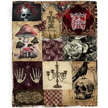 Retro Collage Gothic Blanket Gifts For Girls Boys, Anxiety Rose Skull Butterfly  - £58.52 GBP