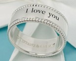 Size 8 Tiffany I LOVE You Ring Beaded Milgrain Wide Band Mens Unisex - £358.08 GBP