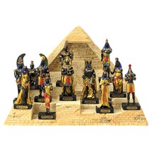 Set 12 Twelve Egyptian Gods Pantheon Black / Gold with Display Pyramid Base - £178.24 GBP