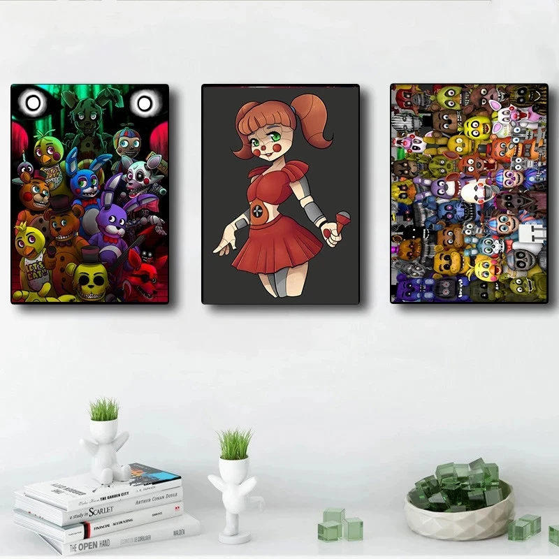 Play Game Five Nights At Freddys Poster Cartoon Painting Modern Living Room Deco - £23.68 GBP