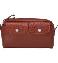 Longchamp Le Foulonne Wide Leather  Pocket Cosmetic Pouch Bag ~NEW~ Chestnut - £152.98 GBP