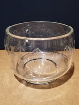 Large Crystal Glass Bowl Cut Etched Bamboo Pattern - £78.94 GBP