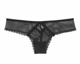 Victoria&#39;s Secret Luxe Lingerie Lace Panties Large L New Black Cheeky Undies - £9.37 GBP