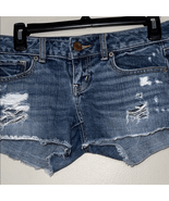 American Eagle Outfitters Blue Jean Shorts with Distressed Details - $216.09 MXN