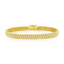 Sterling Silver CZ Wave Bracelet - Gold Plated - £239.66 GBP