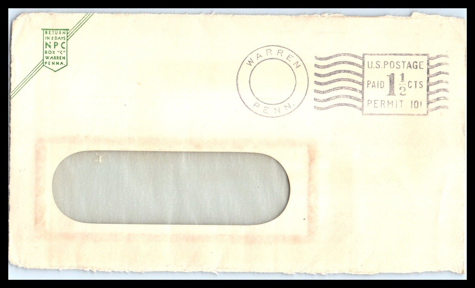 Primary image for PENNSYLVANIA Cover (FRONT ONLY) - NPC, Warren L11