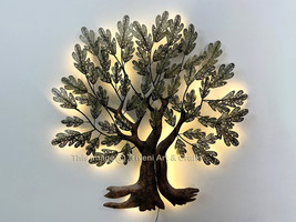 Tree of Life Metal Wall Art with LED Light Tree Symbol Wisdom Wall Sculpture - £198.72 GBP