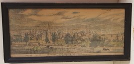 1840 antique HAND COLORED ENGRAVING ART of LEBANON PA w WOOD FRAME old G... - £97.30 GBP