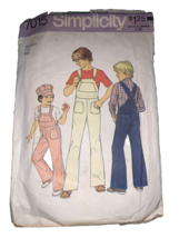 Vintage Pattern Simplicity Kids Overalls And Cap 1975 Size 7/8 Bell Bottom Uncut - £3.08 GBP