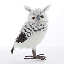 Gray and White Owl Bird Tabletop Figurine Animal Wildlife Decoration - £35.38 GBP