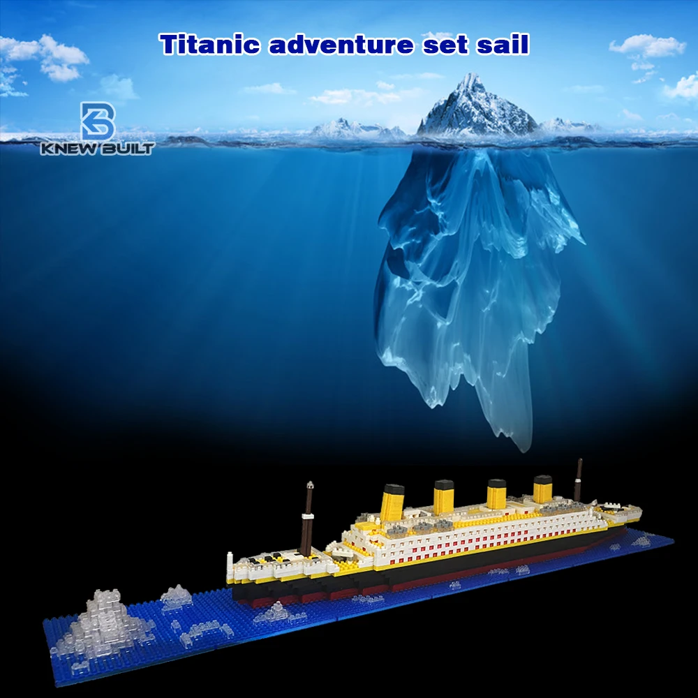 KNEW BUILT Titanic Iceberg Model Ship Building Blocks Set Toys Micro Mini Bricks - £20.76 GBP+