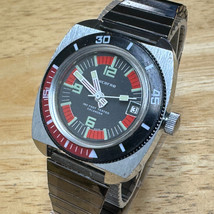 VTG Lucerne Diver Manual Wind Watch Men 150ft Silver Mechanical Rotating Bezel - £186.75 GBP