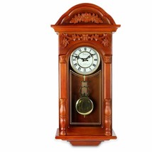 Bedford 27.5&quot; Grandfather Wall Clock Oak Wood Finish with Pendulum &amp; Chimes 9014 - £123.76 GBP