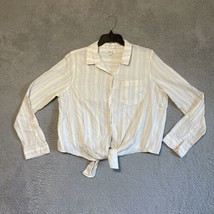 Madewell Women&#39;s Tie-Front Shirt in Stripe (Ivory &amp; Blue) Size XL - $16.83