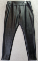 Nordstrom Rack Pants Women Size Large Black Faux Leather Polyester Elastic Waist - £14.03 GBP