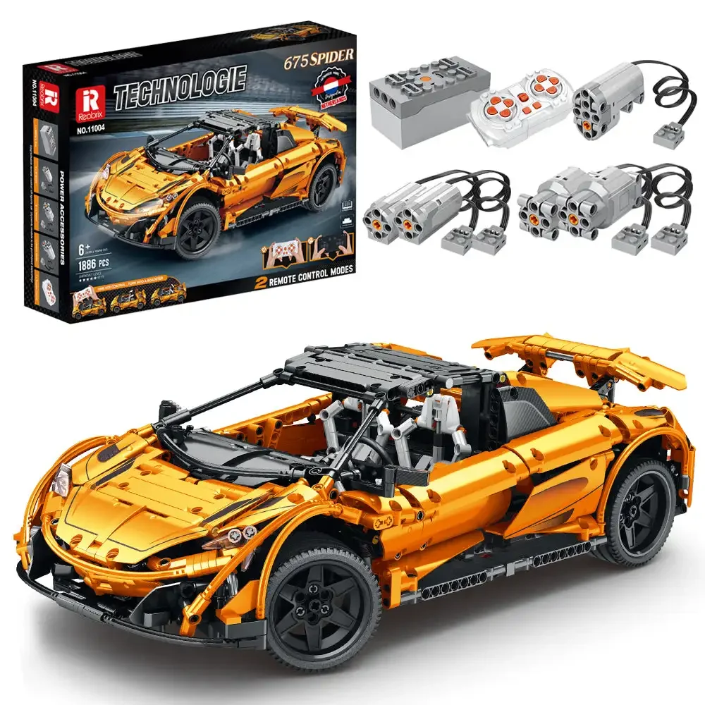 Technical Building Block Mclarens 675 LT Spider Super Car Brick Dual Motor Power - £140.31 GBP