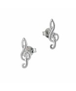 Sterling Silver Treble Clef Post Earrings - £7.86 GBP