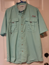Men&#39;s Columbia Outdoor PFG Omni Shade Mint Green Vented Fishing Shirt Size L - £12.27 GBP
