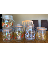 Lot Of 5 Canisters Vintage Made In France Arc Jars Mushroom Tomato, Hear... - $1,280.93 MXN