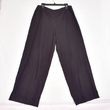 Anne Klein Women&#39;s Flat Front Dress Pants Trousers Solid Black Size 14 - $18.92