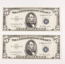 1953 Silver Certificate Lot of 2 Consecutive in Choice Uncirculated Cond... - $126.10
