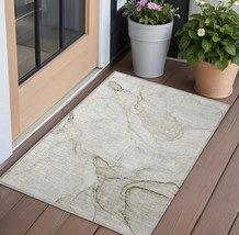 2&#39; X 3&#39; Beige and Ivory Abstract Washable Indoor Outdoor Area Rug - $1,136.07 MXN