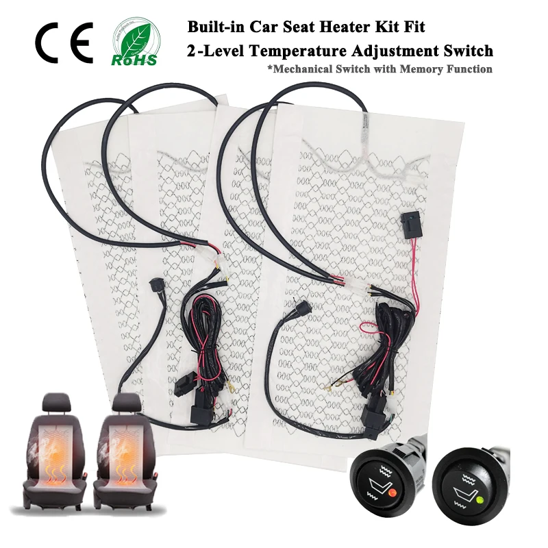 Built-in Car Seat Heater Fit 2 Seats 12V Carbon Fiber Seat Heating Pad High/low - £44.34 GBP