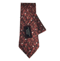 Italian Design by Tal&#39;s Men&#39;s Tie Hanky Set Rust Brown Gray Green Floral Silk 4&quot; - £20.14 GBP