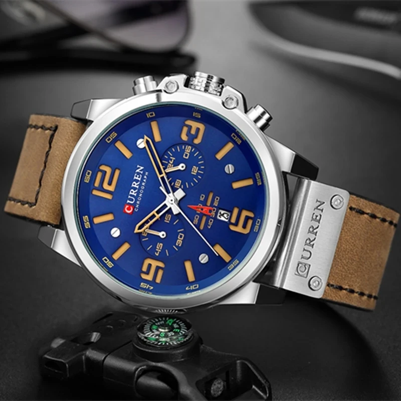 2024 CURREN Chronograph Wristwatch Top Brand LuxuryCasual Sport Watches for Me A - £26.13 GBP