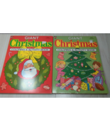 Lot 2 Christmas Giant coloring and activity books 1992 unused vtg red gr... - £10.10 GBP